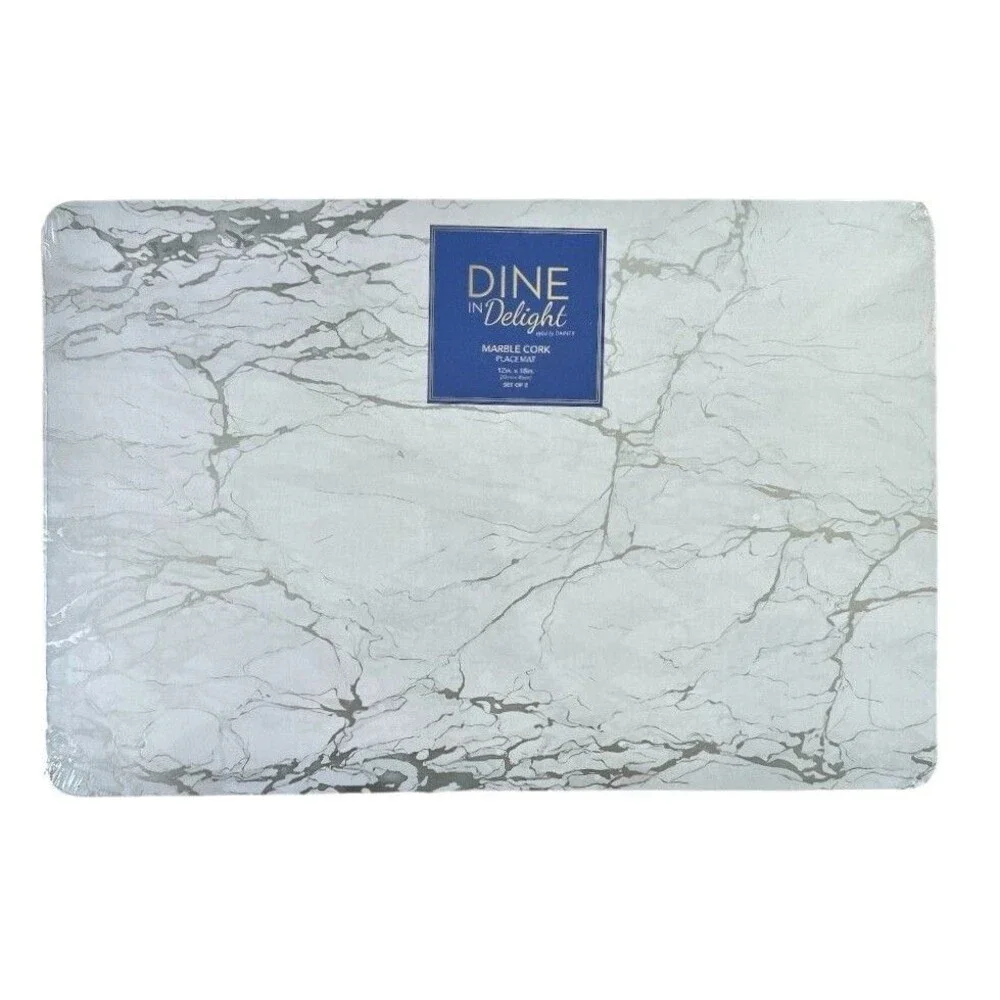 Set of 2 Foiled Granite Thick Cork Heat Resistant Dining Table Placemats 12